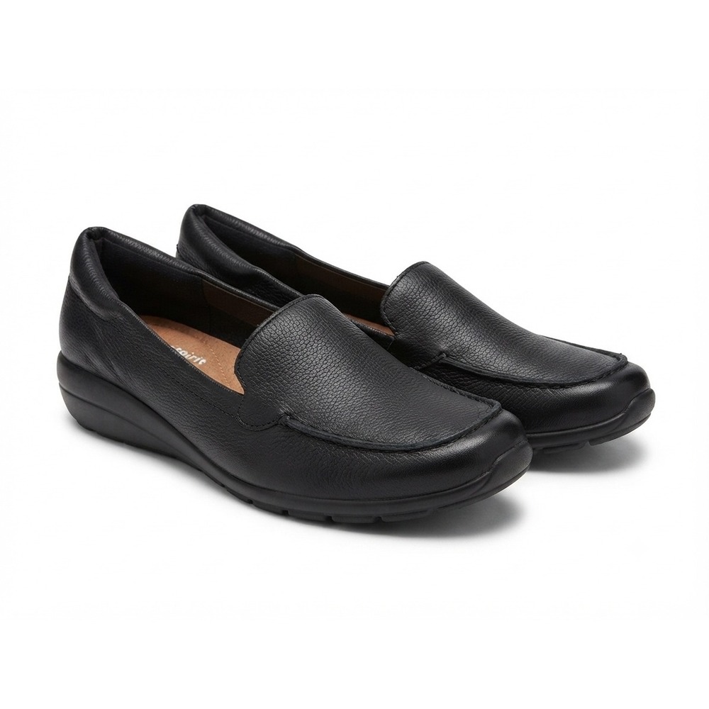 Easy Spirit Womens Black Leather Slip On Loafers Comfort Flats Size 7.5